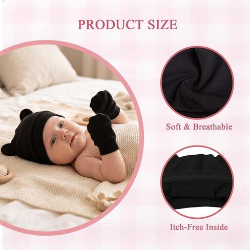 8 Pack Newborn Baby Bear Ears Hats and Mittens Sets Preemie Hats Baby Beanie Gloves Baby Boy Girl Infant Hospital Beanie Multicolor in Kuwait