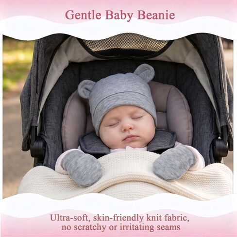 8 Pack Newborn Baby Bear Ears Hats and Mittens Sets Preemie Hats Baby Beanie Gloves Baby Boy Girl Infant Hospital Beanie Multicolor in Kuwait
