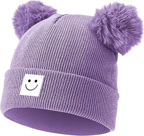AZJ Baby Beanie Hat Toddler Infant Winter Knitted Hat Kids Soft Warm Pom Pom Beanie Cap for Boys Girls in Kuwait