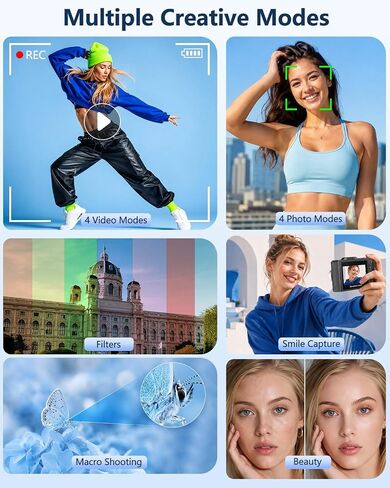 5K Digital Camera for Photography with 12X Optical Zoom, WiFi Vlog Camera | 80MP Autofocus Vlogging Camera for YouTube with 3" Flip Screen, Compact Travel Cameras, 2 Batteries & Charger, Black in Kuwait
