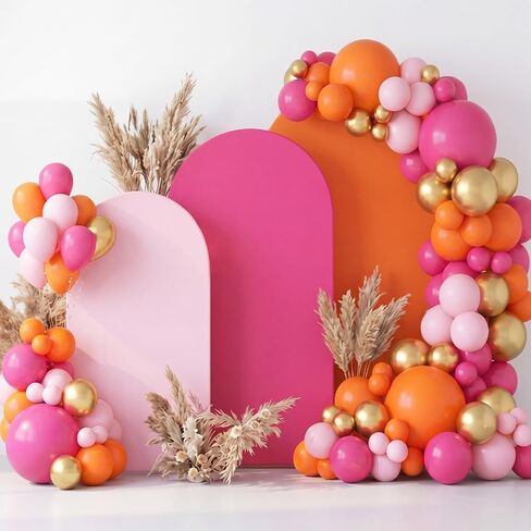 3 Pack Sunset Party Decoration Pink and Orange Party Decor 5.9 ft 6.6 ft 7.2 fts Sunset Arch Backdrop Cover Gradient Color Arch Backdrop Cover for Baby Shower Birthday Wedding Bridal Shower in Kuwait