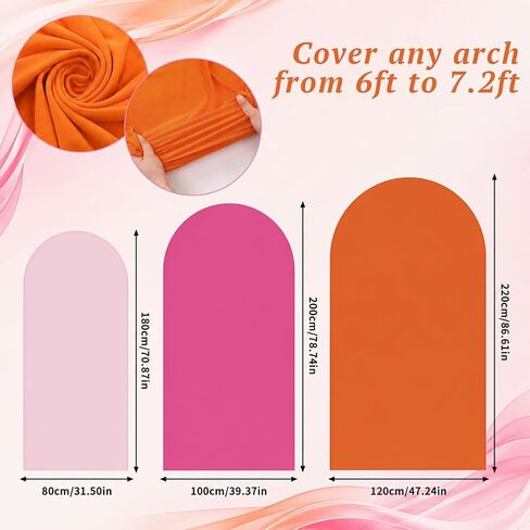 3 Pack Sunset Party Decoration Pink and Orange Party Decor 5.9 ft 6.6 ft 7.2 fts Sunset Arch Backdrop Cover Gradient Color Arch Backdrop Cover for Baby Shower Birthday Wedding Bridal Shower in Kuwait