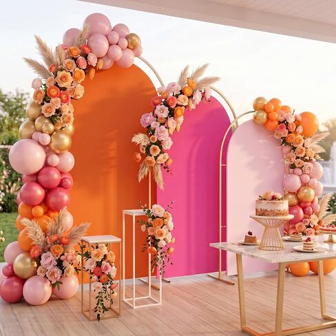 3 Pack Sunset Party Decoration Pink and Orange Party Decor 5.9 ft 6.6 ft 7.2 fts Sunset Arch Backdrop Cover Gradient Color Arch Backdrop Cover for Baby Shower Birthday Wedding Bridal Shower in Kuwait