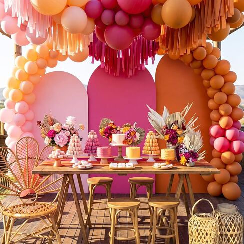 3 Pack Sunset Party Decoration Pink and Orange Party Decor 5.9 ft 6.6 ft 7.2 fts Sunset Arch Backdrop Cover Gradient Color Arch Backdrop Cover for Baby Shower Birthday Wedding Bridal Shower in Kuwait