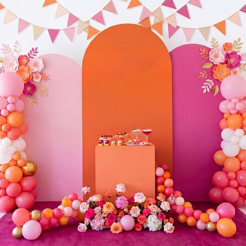 3 Pack Sunset Party Decoration Pink and Orange Party Decor 5.9 ft 6.6 ft 7.2 fts Sunset Arch Backdrop Cover Gradient Color Arch Backdrop Cover for Baby Shower Birthday Wedding Bridal Shower in Kuwait