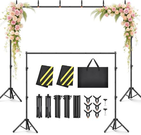 Backdrop Stand 10x7.5ft, Height Adjustable and Width Adjustable Backdrop Stand, Back Drop Stand for Balloon Arch, Photo, Parties in Kuwait