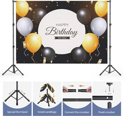 Backdrop Stand 10x7.5ft, Height Adjustable and Width Adjustable Backdrop Stand, Back Drop Stand for Balloon Arch, Photo, Parties in Kuwait
