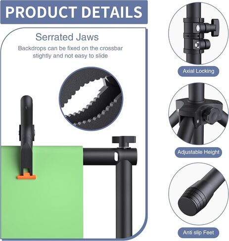 Backdrop Stand 10x7.5ft, Height Adjustable and Width Adjustable Backdrop Stand, Back Drop Stand for Balloon Arch, Photo, Parties in Kuwait