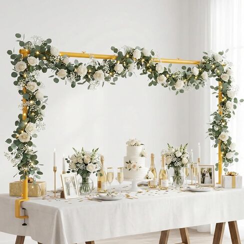 Adjustable Over The Table Arch Stand with Clamps - Heavy Duty Metal Balloon Table Rod for Wedding, Birthday, Halloween, Christmas Decorations -8FTx4FT Indoor & Outdoor Party Decor Frame in Kuwait