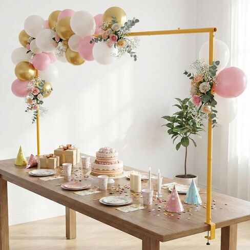 Adjustable Over The Table Arch Stand with Clamps - Heavy Duty Metal Balloon Table Rod for Wedding, Birthday, Halloween, Christmas Decorations -8FTx4FT Indoor & Outdoor Party Decor Frame in Kuwait