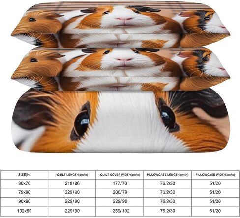 3 Pieces Guinea Pigs Bedding Set with Zipper | Includes 1 Duvet Cover 102"x90" and 2 Pillow Shams 30"x20", Thickened Ultra Soft Comfy Breathable Fade & Wrinkle Resistant in Kuwait