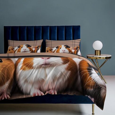 3 Pieces Guinea Pigs Bedding Set with Zipper | Includes 1 Duvet Cover 102"x90" and 2 Pillow Shams 30"x20", Thickened Ultra Soft Comfy Breathable Fade & Wrinkle Resistant in Kuwait
