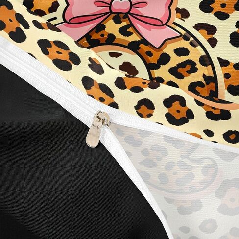 Feelyou Leopard Print Duvet Cover Toddler Size Initial Letter Bedding Set for Boys Girls Pink Bow Princess Comforter Cover Bedroom Decor 2Pcs No Comforter Zipper Closure with 1 Pillowcase in Kuwait
