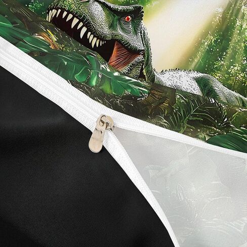 Feelyou Dinosaur Duvet Cover Toddler Size 3D Digital Print Bedding Set Breathable Soft Jungle Dino Comforter Cover 2Pcs Wild Animal Bedroom Decor Green White No Comforter Microfiber Zipper Closure in Kuwait