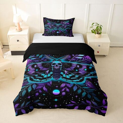 Feelyou Death Moth Duvet Cover Toddler Size Skull Decor Comforter Cover for Boys Girls Halloween Decorations Bedding Set 2Pcs Room Decor No Comforter Breathable Soft Lightweight Microfiber in Kuwait