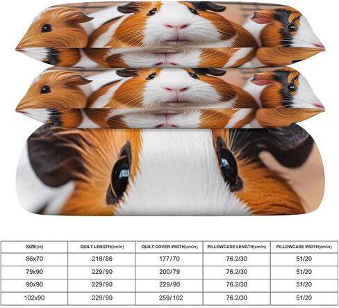 3 Pieces Guinea Pigs Bedding Set with Zipper | Includes 1 Duvet Cover 79"x90" and 2 Pillow Shams 30"x20", Thickened Ultra Soft Comfy Breathable Fade & Wrinkle Resistant in Kuwait
