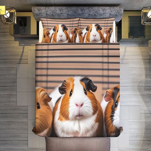 3 Pieces Guinea Pigs Bedding Set with Zipper | Includes 1 Duvet Cover 79"x90" and 2 Pillow Shams 30"x20", Thickened Ultra Soft Comfy Breathable Fade & Wrinkle Resistant in Kuwait