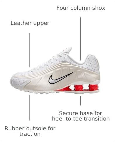 Nike Shox R4 Women's Shoes (AR3565-103, White/Phantom/Picante Red/White) Size 6 in Kuwait