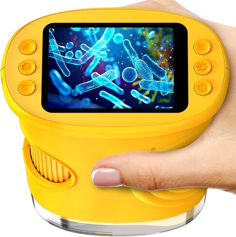 1000X Digital Handheld Microscope for Kids with 2.0" IPS Screen, Outdoor Toys Portable STEM Science Lab Gifts, Rechargeable Pocket Microscope Educational Toy for Boys & Girls Age 4-6 8-12, Orange in Kuwait