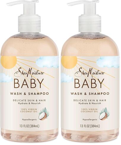 SheaMoisture Baby Wash and Shampoo 100% Virgin Coconut Oil for Baby Skin Cruelty Free Skin Care 13 oz (Pack of 2) in Kuwait