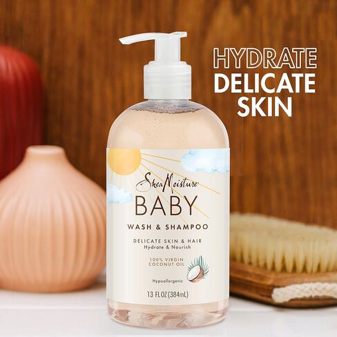 SheaMoisture Baby Wash and Shampoo 100% Virgin Coconut Oil for Baby Skin Cruelty Free Skin Care 13 oz (Pack of 2) in Kuwait