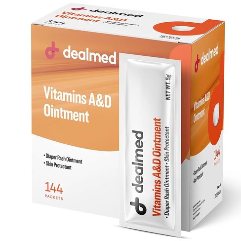 Dealmed Baby A&D Ointment - Diaper Rash Cream, Skin Protectant 144 Packets | 0.5 g Single Use, 93% White Petrolatum USP, Lanolin And Light Liquid Paraffin, Seals Out Wetness, 2 Year Shelf Life in Kuwait