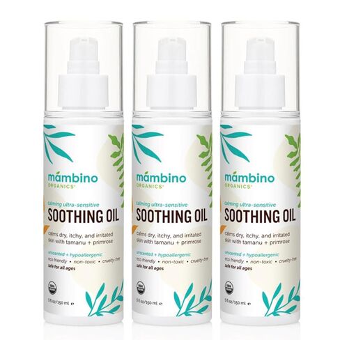 Mambino Organics Soothing Baby Oil, Body Oil for Dry, Itchy Skin, Gentle for Babies, Kids, Vegan, Baby Care Products, 2 Pack, 5 fl oz in Kuwait