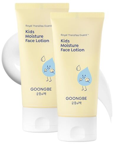 GOONGBE Kids' Moisture Face Lotion - Korean Kids Daily Face Moisturizer - 8hr Moisturizing Refreshing Cream Type Lotion with Cica and Allantoin - Allergen Free Scent, 2.7 fl.oz. 2 Pack in Kuwait