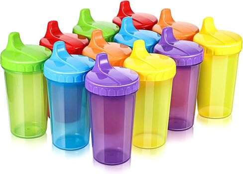 Mifoci 12 Pcs 10 oz Sippy Cups for Toddlers 1-3 No Spill Spout Cups with Lids Toddler Reusable Baby Feeding Supplies, Microwave Safe, Dishwasher in Kuwait