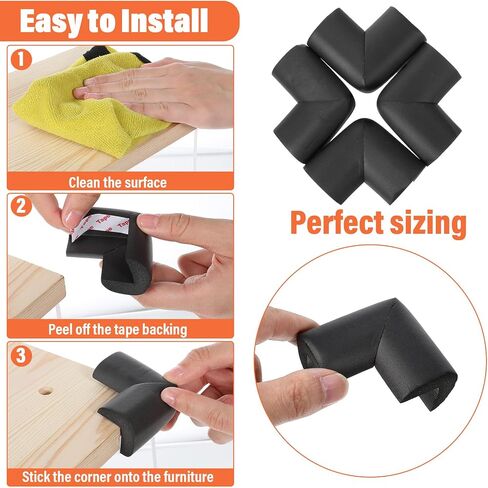 Qianyu 10 Pack Soft Sponge Table Corners Baby Proofing Edge and Corner Guards Adhesive Safety Foam Desk Furniture Corner Protectors Cover Bumpers for Kids Bed Table Cabinet Fireplace Stair in Kuwait
