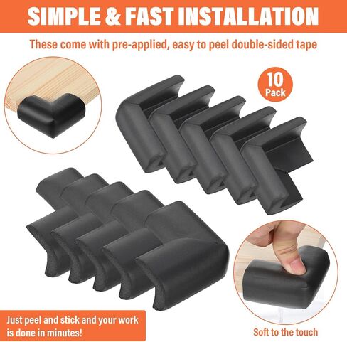 Qianyu 10 Pack Soft Sponge Table Corners Baby Proofing Edge and Corner Guards Adhesive Safety Foam Desk Furniture Corner Protectors Cover Bumpers for Kids Bed Table Cabinet Fireplace Stair in Kuwait