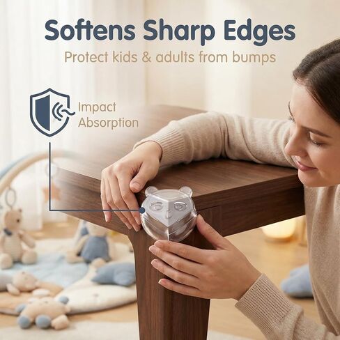 Silicone Corner Protectors 16 Pcs Transparent Round Edge Guards with Strong Adhesive for Furniture and Table Safety Bear Design in Kuwait