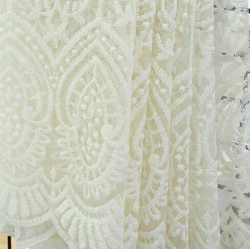 White Modern Semi 50 Width Sheer Curtains Voile Window Yarn Curtain Rod Pocket Embroidery Gauze for Living Kids Room Bedroom Balcony(1 Panel, W 50 x L 72 inch, White) in Kuwait