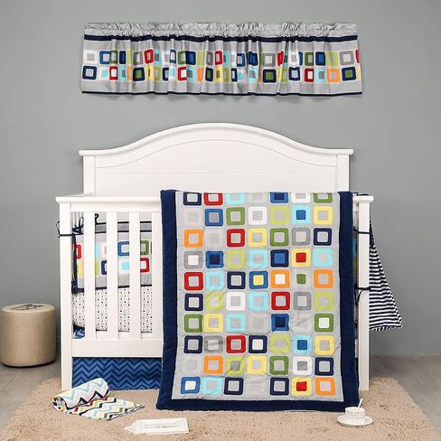 1 PC Navy Blue Geometry Nursery Room Decorative Window Valance Baby Girl Baby Boy Window Curtain in Kuwait