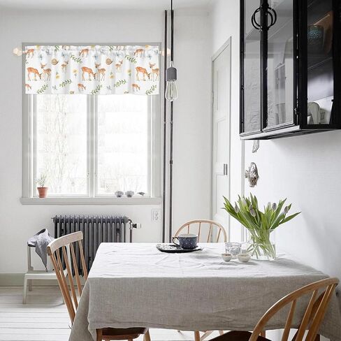 Cute Deer Butterflies Wild Floral Kitchen Valances Rod Pocket Snails Birds Wildflowers Leaves Short Curtains Spring Summer Small Drape for Kids Nursery Playroom 54"x18" Snail 54x18inch Pack of 1 in Kuwait