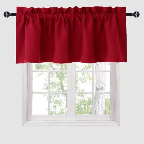 Hiasan Valance Curtains Blackout Solid Rod Pocket Valances for Living Room and Bedroom, 52 x 18 Inches Length, Brown, 1 Panel in Saudi Arabia