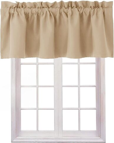 Hiasan Valance Curtains Blackout Solid Rod Pocket Valances for Living Room and Bedroom, 52 x 18 Inches Length, Brown, 1 Panel in Kuwait