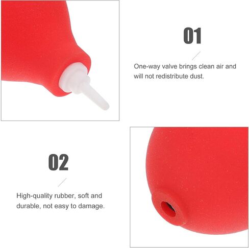 STOBAZA Red Mini Air Blower Dust for Camera Lens and Sensor with Soft Plastic Nozzle, Portable Compressed Air Pump for Electronics and Keyboard Cleaning in Kuwait
