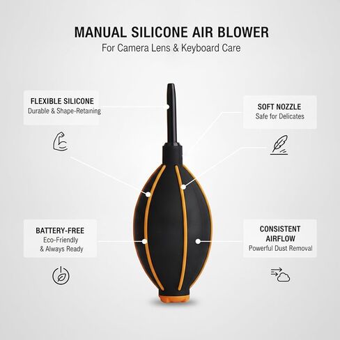 6.3 Inch Manual Silicone Air Blower for Camera Lens Cleaning and Keyboard Dust Removal, Battery-Free Handheld Tool in Kuwait