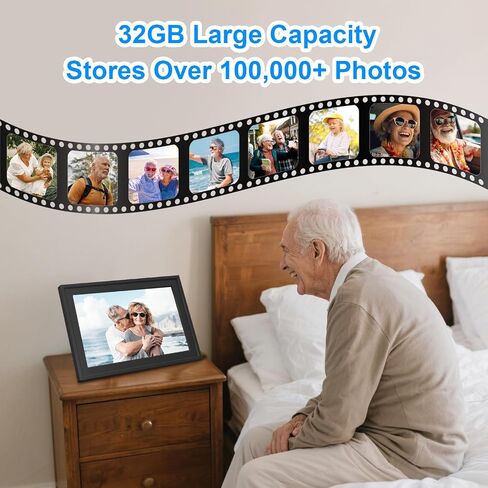 Digital Picture Frame, 10.1 inch Digital Photo Frame 32GB Storage with HD IPS Touch Screen, Instant Photo & Video Sharing via App, Auto-Rotate, Ideal Gift for Parents & Grandparents in Kuwait