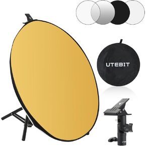 43"/110cm Photography Reflector with Stand & Clamp | 5-in-1 Multi Disc Translucent/Silver/Gold/White/Black Photography Reflector Collapsible Light Reflector for Studio Outdoor in Kuwait