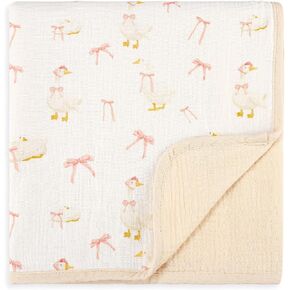 Muslin Baby Blanket for Girls Boys, Soft Breathable Crib Swaddle Blankets, Reversible Newborn Blanket 38 X 40 Inches（Goose） in Saudi Arabia