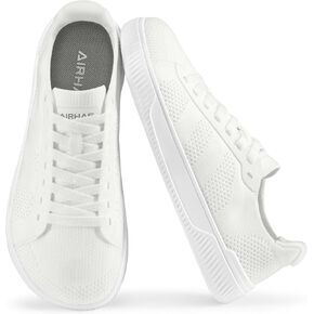 AIRHAS Womens Wide Toe Box Barefoot Shoes Zero Drop Fashion Sneakers for Women Walking Casual Minimalist Shoes(White,8.5) in Kuwait