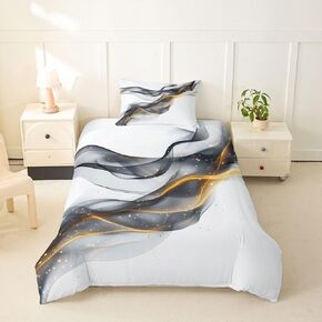 Feelyou Grey Abstract Art Duvet Cover Toddler Size Ombre Effects Bedding Set for Boys Girls Simple Modern Geometric Comforter Cover Bedroom Decor 2Pcs Zipper Closure with 1 Pillowcase (No Comforter) in Kuwait