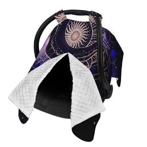 Sacred Geometric Symbol Purple Space Galaxy Stars Mystic Sun Moon Baby Car Seat Cover & Breastfeeding Nursing Cover - Breathable Stretch Fabric Multi-Use Nursing Cover for Breastfeeding in Kuwait