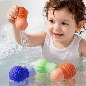 Sensory Squeezing Water Bath Toys for Toddlers,3PCS Bath Tub Pool Floating Toys for Babies Kids 1-3，Textured Fidget Toys Stocking Stuffers Gifts for Girls Boy 18+ Months in Saudi Arabia