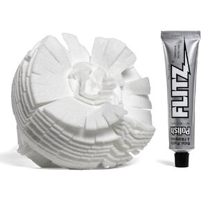 Flitz Buff Ball w/ 1.76oz Metal Polish Paste - 5in Drill Buffer Polisher Attachment for Any 3/8in Drill - Self-Cooling, Washable Polishing Ball to Buff, Shine, & Protect All Metals, Plastics (1 Pack) in Saudi Arabia