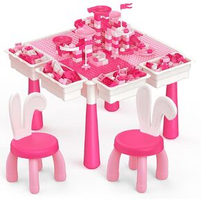 arscniek Toddler Activity Table & Chairs Set, 7-in-1 Kids Desk for Age 3-7 | Kids Activity Table & Chair Set with 152PCS Marble Run Blocks, Sand & Water Table, Learning Play Desk for Girls Boys Toddlers in Saudi Arabia