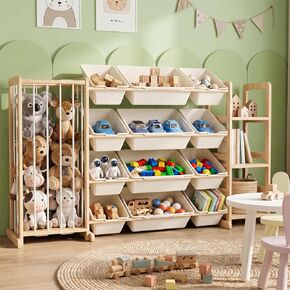 Large Toy Storage Organizer with Stuffed Animal Zoo Storage, Toy Organizers Bookshelf, Toy Shelf for Playroom, Nursery, Bedroom, Pine Wood in Saudi Arabia