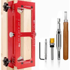 Door Hinge Jig, Upgraded Anti-Slip Door Hinge Template Kit for Router, Adjustable Mortise Jig Fits Door Hinges from 2.5" to 5" Length, 1/4" R, 5/8" R, Square Corner in Kuwait